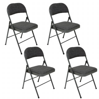 Lot de 4 chaises pliantes en tissu chiné FLEXY - Gris foncé