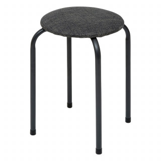 Lot de 2 tabourets d'appoint en métal et tissu chiné FLEXY - Gris foncé