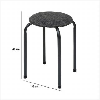 Lot de 2 tabourets d'appoint en métal et tissu chiné FLEXY - Gris foncé