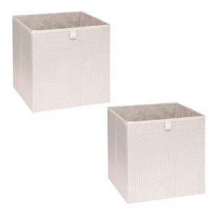 Lot de 2 boîtes de rangement ARCHE - L. 31 x l. 31 x H. 31 cm - Beige