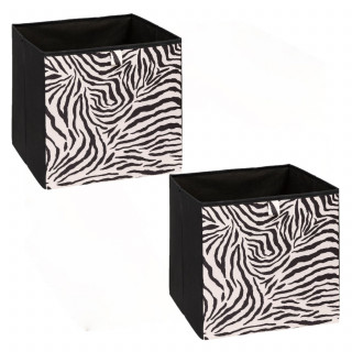 Lot de 2 boîtes de rangement ZEBRA - L. 31 x l. 31 x H. 31 cm - Noir
