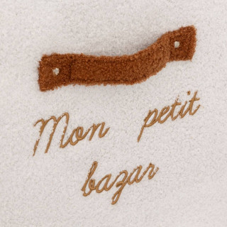 Lot de 2 boîtes de rangement en bouclette MON PETIT BAZAR - L. 29 x l. 29 x H. 29 cm - Blanc