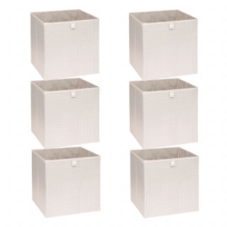 Lot de 6 boîtes de rangement ARCHE - L. 31 x l. 31 x H. 31 cm - Beige