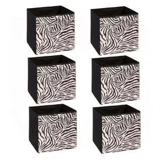 Lot de 6 boîtes de rangement ZEBRA - L. 31 x l. 31 x H. 31 cm - Noir