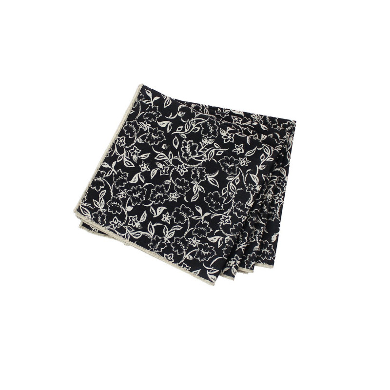 Lot de 4 serviettes de table noires avec lignes écrues LINETTE - 40 x 40 cm