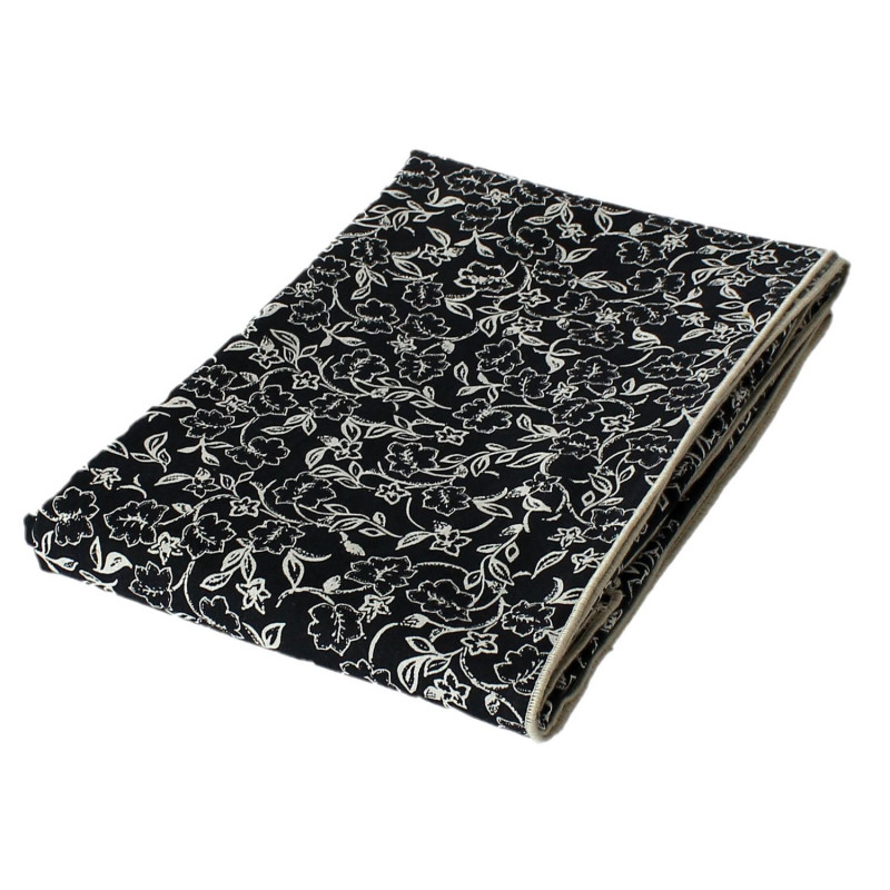 Nappe noire avec lignes écrues LINETTE - 140 x 240 cm