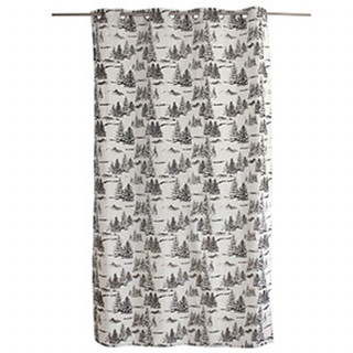 Rideau imprimé sapins EBENE - 140 x 240 cm - Ecru et anthracite