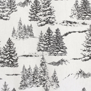 Rideau imprimé sapins EBENE - 140 x 240 cm - Ecru et anthracite