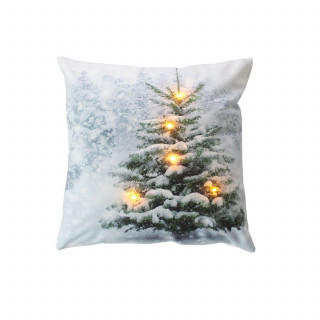 Coussin carré lumineux en velours imprimé sapin - 40 x 40 cm