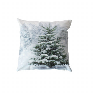 Coussin carré lumineux en velours imprimé sapin - 40 x 40 cm