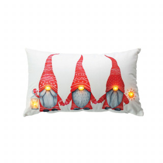 Coussin rectangle lumineux en velours imprimé lutin - 30 x 50 cm