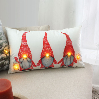 Coussin rectangle lumineux en velours imprimé lutin - 30 x 50 cm