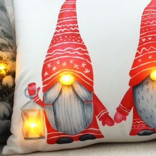 Coussin rectangle lumineux en velours imprimé lutin - 30 x 50 cm