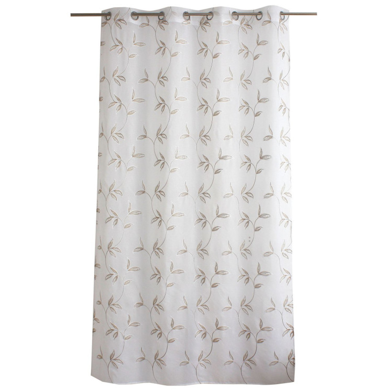 Voilage brodé NATURA - 140 x 240 cm - Blanc et beige