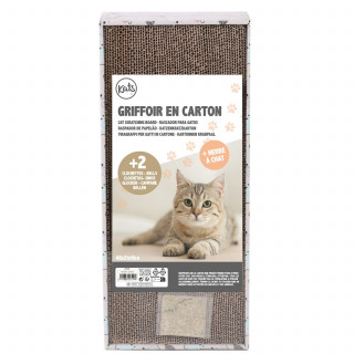 Griffoir à chat avec clochettes et herbe à chat COOKIE - Blanc
