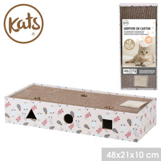 Griffoir à chat avec clochettes et herbe à chat COOKIE - Blanc