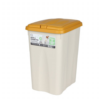 Boîte conteneur à croquettes avec couvercle push COCO - 21 L - Blanc