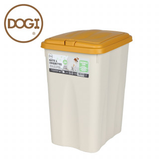 Boîte conteneur à croquettes avec couvercle push COCO - 21 L - Blanc