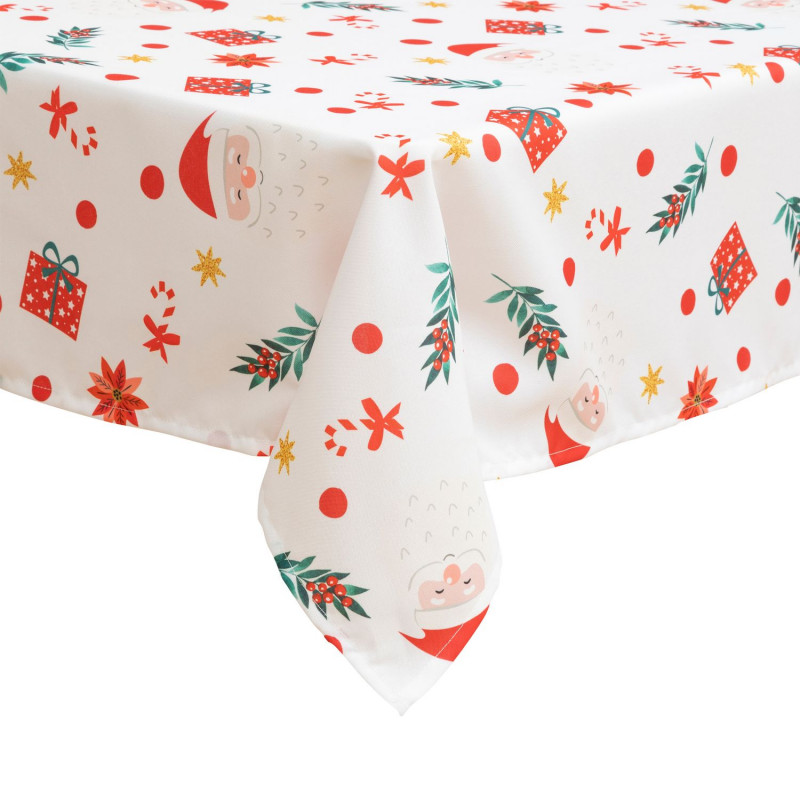 Nappe de Noël rectangulaire antitache motif Père Noël - 140 x 240 cm