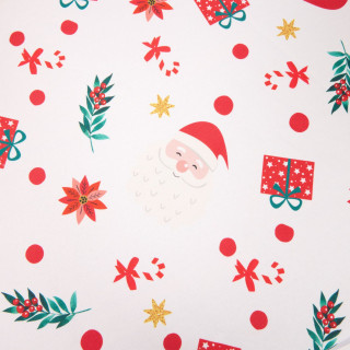 Nappe de Noël ronde antitache motif Père Noël - D. 180 cm