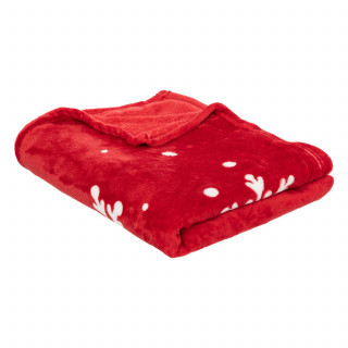 Plaid de Noël motif Merry Christmas - 130 x 180 cm - Rouge