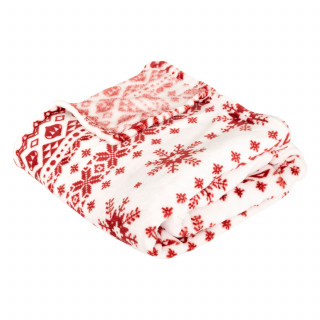 Plaid de Noël motif Scandinave - 130 x 180 cm - Rouge