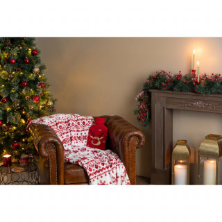 Plaid de Noël motif Scandinave - 130 x 180 cm - Rouge