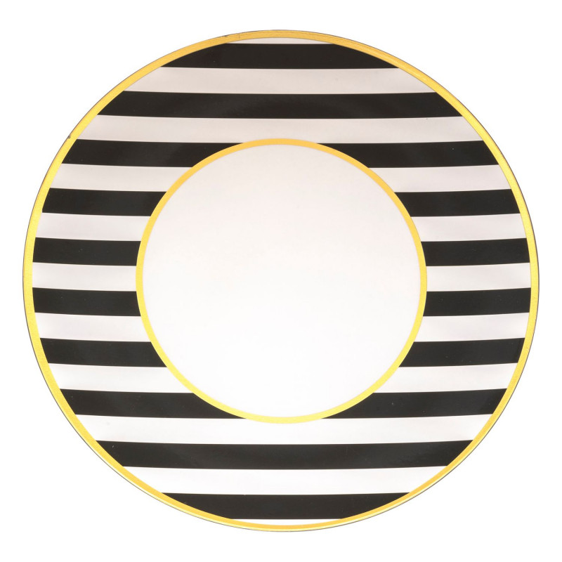 Lot de 12 assiettes de présentation RAYURES - Noir et blanc