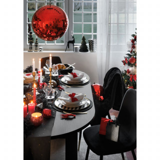 Lot de 12 assiettes de présentation RAYURES - Noir et blanc