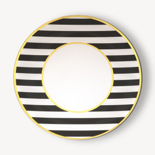 Lot de 12 assiettes de présentation RAYURES - Noir et blanc