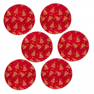 Lot de 6 sets de table en velours SAPIN - Rouge