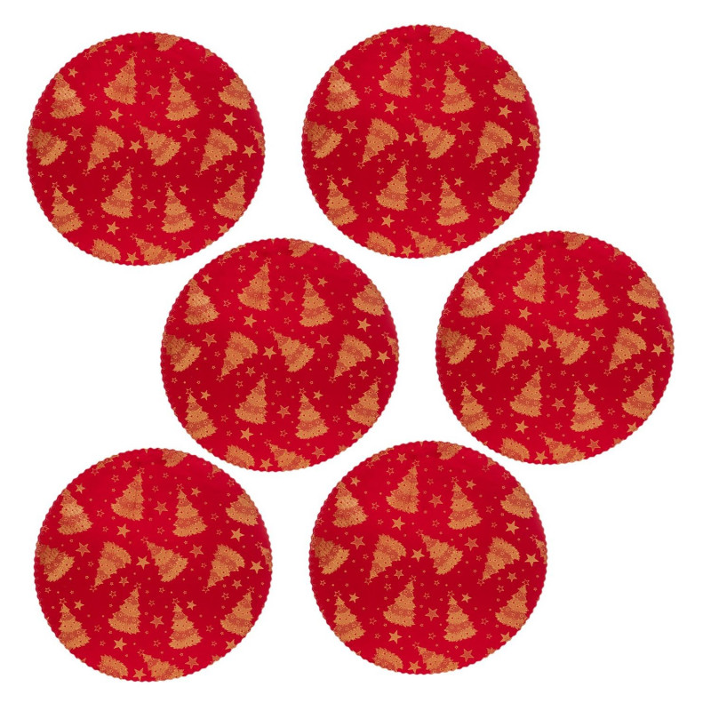 Lot de 6 sets de table en velours SAPIN - Rouge