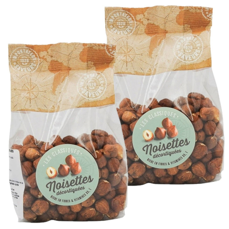 Lot 2x Noisettes entières décortiquées - Paquet 250g