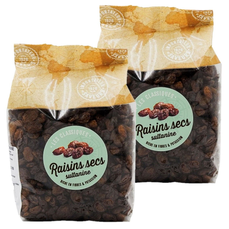 Lot 2x Raisins secs - Paquet 500g