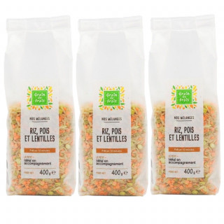 Lot 3x Mélange riz, pois et lentilles - Paquet 400g