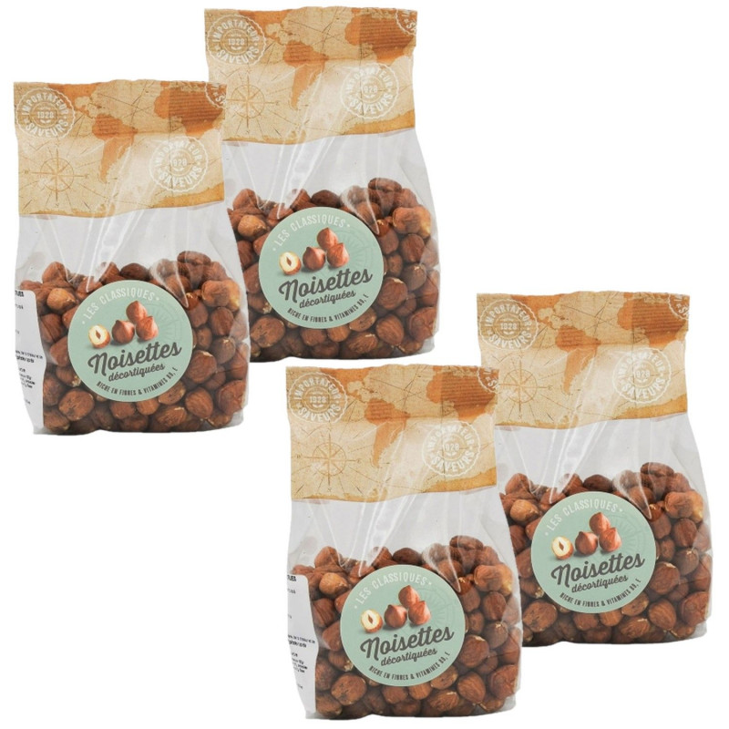 Lot 4x Noisettes entières décortiquées - Paquet 250g