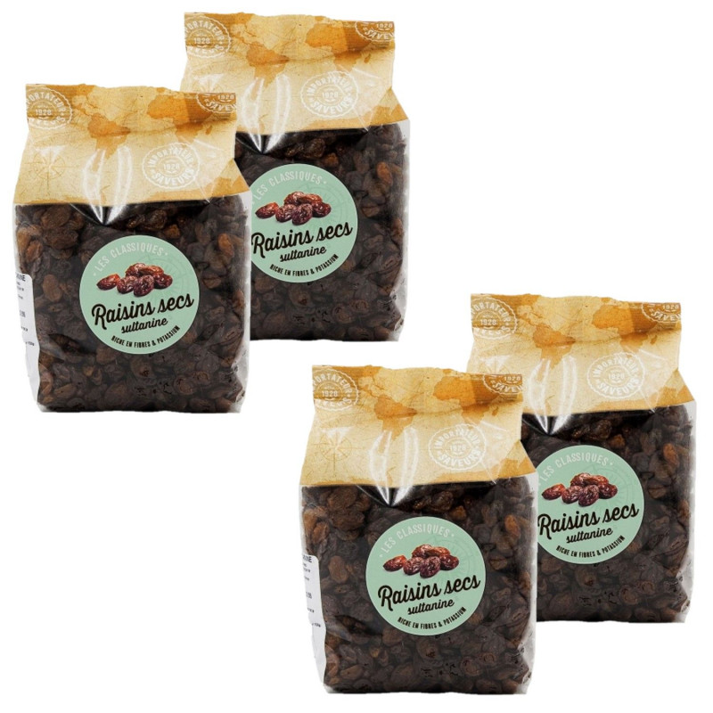 Lot 4x Raisins secs - Paquet 500g