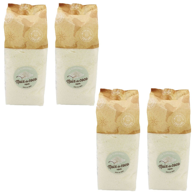 Lot 4x Noix de coco râpée - Paquet 400g