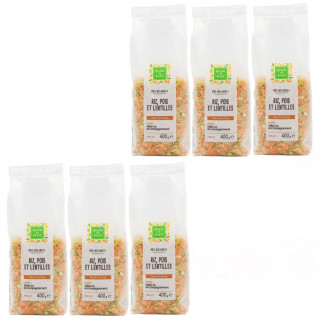 Lot 6x Mélange riz, pois et lentilles - Paquet 400g