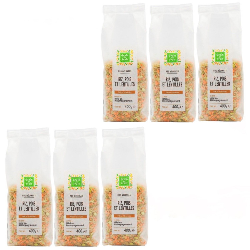 Lot 6x Mélange riz, pois et lentilles - Paquet 400g
