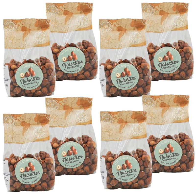 Lot 8x Noisettes entières décortiquées - Paquet 250g
