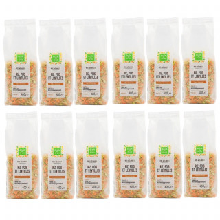 Lot 12x Mélange riz, pois et lentilles - Paquet 400g