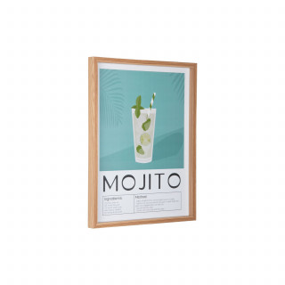 Affiche encadrée COCKTAIL - 31,5 x 41,5 cm - Bleu clair
