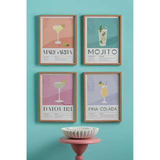 Affiche encadrée COCKTAIL - 31,5 x 41,5 cm - Orange