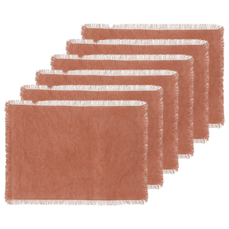 Lot de 6 sets de table en coton rouge terracotta - 45 x 30 cm - MAHA