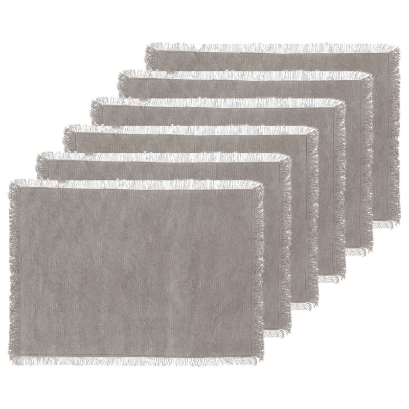 Lot de 6 sets de table en coton gris - 45 x 30 cm - MAHA