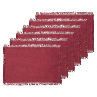 Lot de 6 sets de table en coton grenat - 45 x 30 cm - MAHA