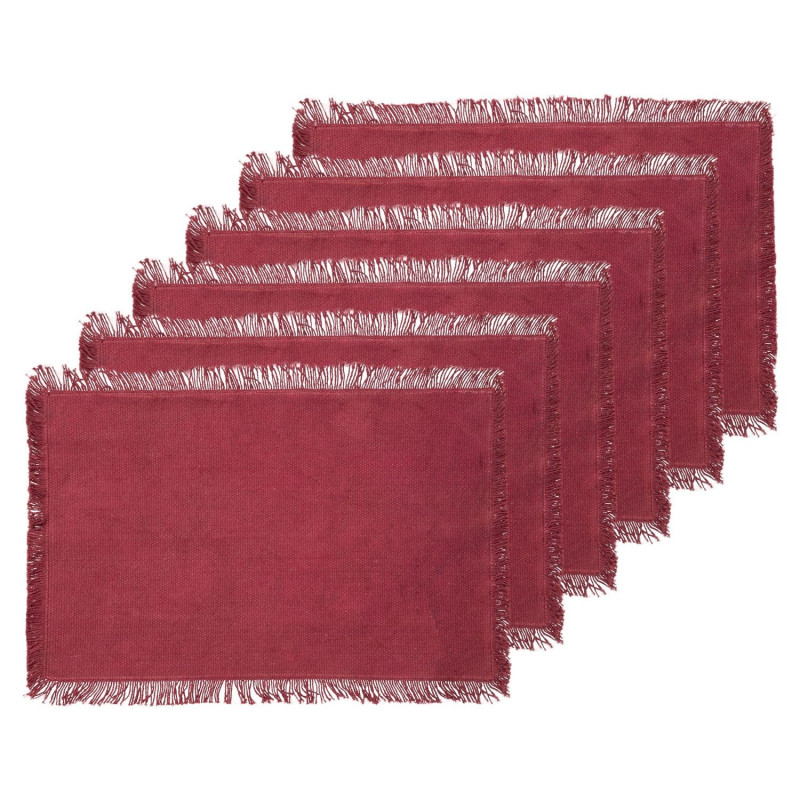 Lot de 6 sets de table en coton grenat - 45 x 30 cm - MAHA