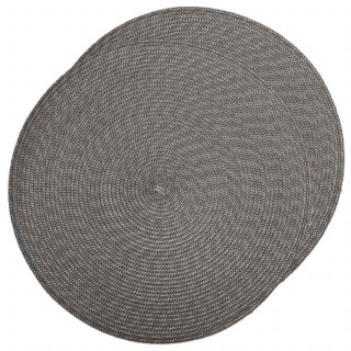 Lot de 2 sets de table tressés ronds gris - Diam. 38 cm