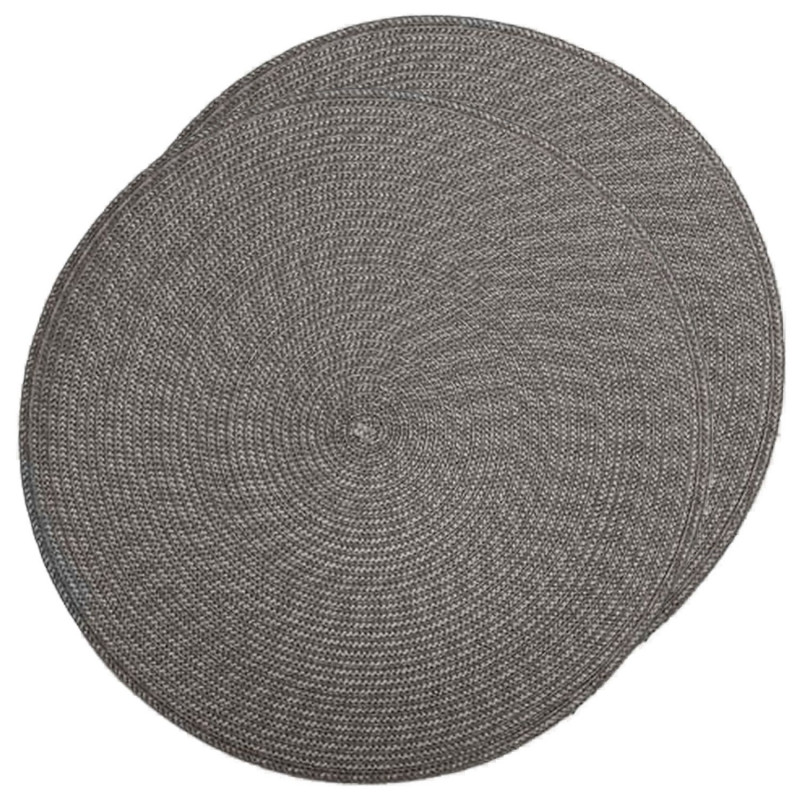 Lot de 2 sets de table tressés ronds gris - Diam. 38 cm